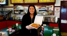 Friendly staff with Mediterranean Wrap at The Canteen Restaurant Barrington