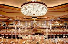 Beautifully decorated ballroom at Carlisle Banquets in Lombard