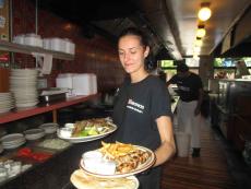 Friendly server at Central Gyros in Chicago