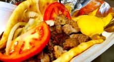 The famous Pork Souvlaki at Charkie's Restaurant in Carol Stream