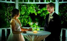 Newlyweds celebrating their wedding at Concorde Banquets in Kildeer