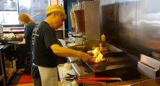 Hard working grill man at Craving Gyros in Lake Zurich