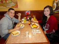 Friends enjoying breakfast at Downers Delight Pancake House & Restaurant in Downers Grove