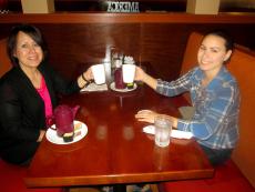 Friends enjoying lunch at Eggs Inc. Cafe in Bolingbrook