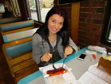 Customer enjoying the BBQ Ribs at Franksville Restaurant in Chicago