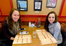 Friends enjoying breakfast at Georgie V's Pancakes & more in Northbrook