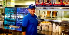 Serving the famous Gyros Pita Sandwich at Goodi's Restaurant in Niles 