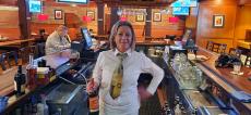 Friendly bar server at Jameson's Charhouse in Arlington Heights