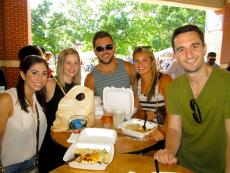 Friends enjoying the Lincoln Park Greek Fest at St. George in Chicago