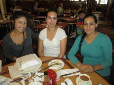 Friends enjoying lunch at Lumes Pancake House in Palos Heights