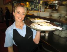 Friendly server at Lumes Pancake House in Palos Heights