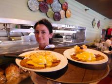 Friendly server at Maxfield's Restaurant in Lombard