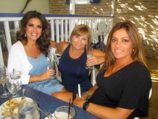 Friends enjoying lunch at Mykonos Greek Restaurant in Niles