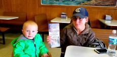 Mom and son enjoying lunch at Nick's Drive In Restaurant Chicago