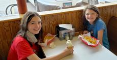 Sisters enjoying lunch at Nick's Drive In Restaurant in Chicago