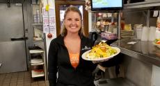 Friendly server at Niko's Red Mill Tavern in Woodstock