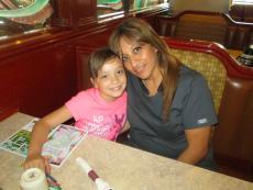 Mom and daughter enjoying lunch at Omega Restaurant & Pancake House in Downers Grove