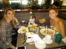 Sisters enjoying lunch at Omega Restaurant & Pancake House in Schaumburg