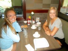 Friends enjoying lunch at the newly renovated Omega Pancake House in Schaumburg