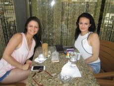 Friends enjoying lunch outside at Papagalino Cafe & Pastry Shop in Niles