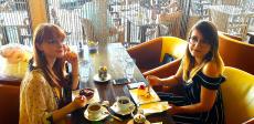 sters enjoying lunch at Papagalino Cafe & Pastry Shop in Niles
