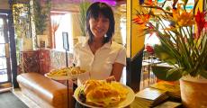 Friendly server at Papagalino Cafe & Pastry Shop in Niles