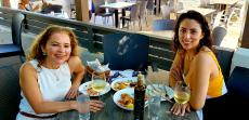 Friends enjoying lunch at Plateia Mediterranean Kitchen & Bar in Des Plaines