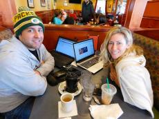 Couple enjoying lunch at Pomegranate Restaurant in Aurora