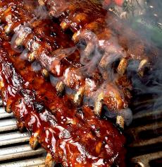 The famous bbq baby back ribs at Rocky's American Grill in Prospect Heights