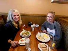 Mom and daughter enjoying breakfast at Savoury Restaurant & Pancake Cafe in Bartlett