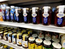 Nice selection of pure Greek honey at Spartan Brothers Imported Foods in Chicago