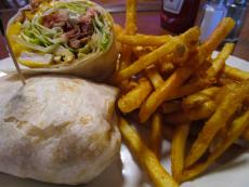 The famous Cajun Chicken Wrap at Sports Page Bar & Grill in Arlington Heights