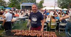 Hard working volunteer at St. Demetrios Greek Fest in Elmhurst