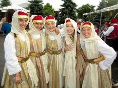 Friendly dancers after performing at St. Demetrios Greek Fest in Elmhurst