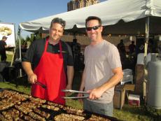 Volunteers cooking Souvlaki at St. Demetrios Greek Fest in Libertyville