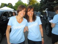 Friendly volunteers working the drive-thru at St. Nectarios Greek Fest in Palatine