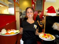 Friendly server at Stacked Pancake House in Oak Lawn