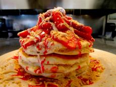 The famous Strawberry Pancakes at Stacked Pancake House in Oak Lawn