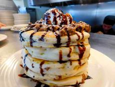 The famous Chocolate Pancakes at Stacked Pancake House in Oak Lawn