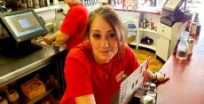 Friendly server at Teddy's Diner in Elk Grove Village