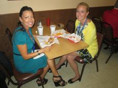 Friends enjoying lunch at The Works Gyros in Glenview