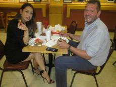 Friends enjoying the famous gyros & spinach pie at The Works in Glenview