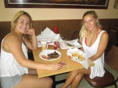 Friends enjoying lunch at The Works Gyros in Glenview