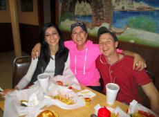 Friends enjoying lunch at The Works Gyros in Glenview