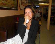 Loyal customer enjoying lunch at The Works Gyros in Glenview