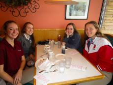 Local students enjoying breakfast at Village Grill in Arlington Heights