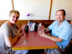 Couple enjoying lunch at Village Inn Restaurant in Huntley