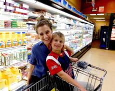 Sister and brother shopping at Village Market Place in Skokie