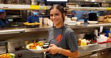 Friendly server at Village Squire Restaurant in South Elgin