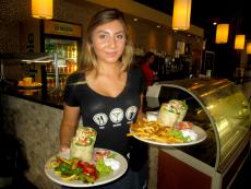 Friendly server with delicious wraps at Xando Cafe in Hickory Hills 